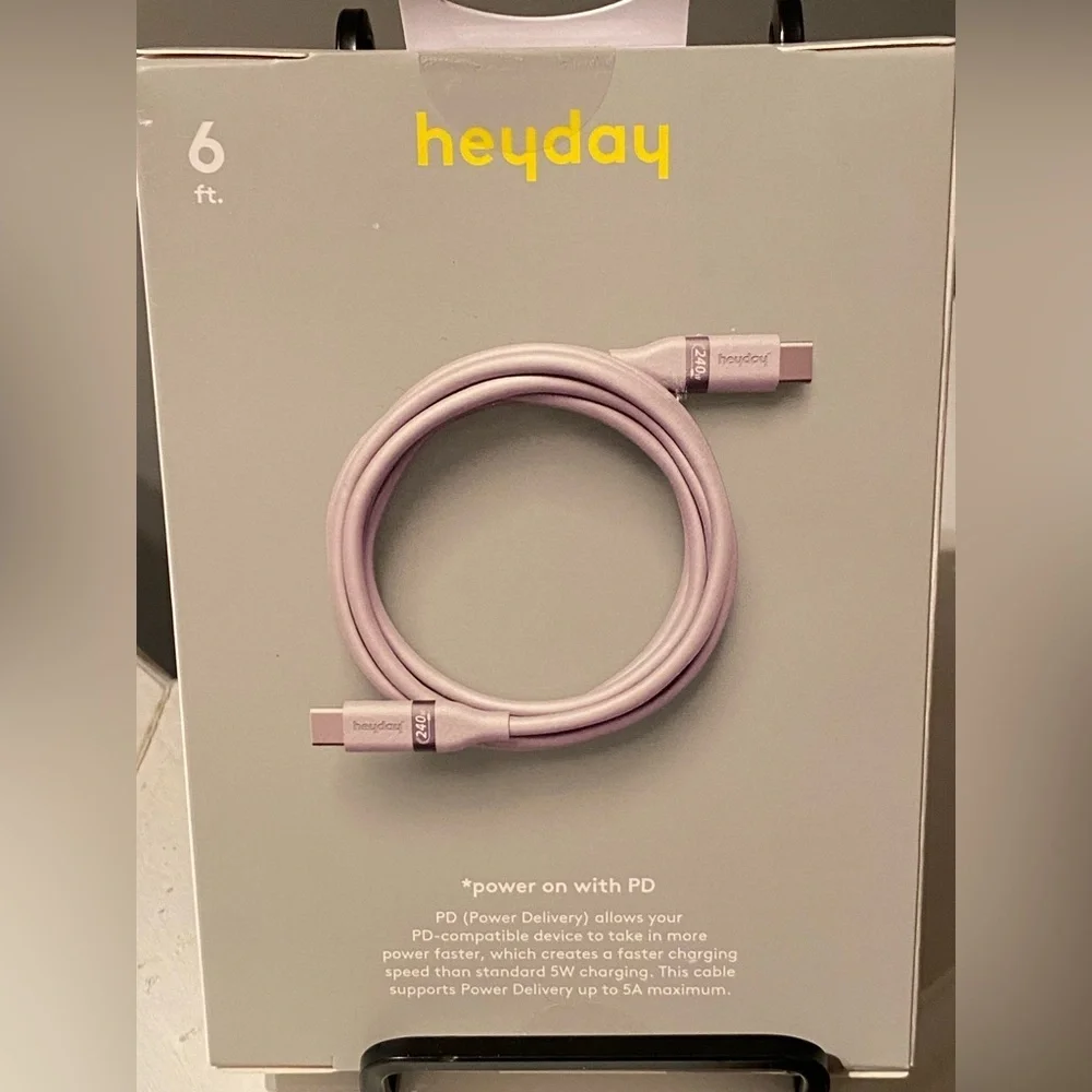Heyday Soft-Touch USB-C Fast Charging Cable new in box 6 Foot long